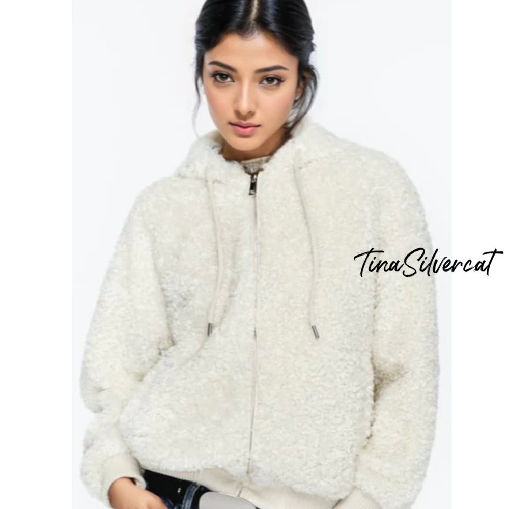 BLOGGER'S FAVE! Zara Hooded Teddy Coat NWT - Picture 7 of 12